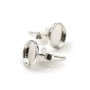 Clous d'oreilles plateau rond pour cabochon 8mm en argent 925  x 2pcs