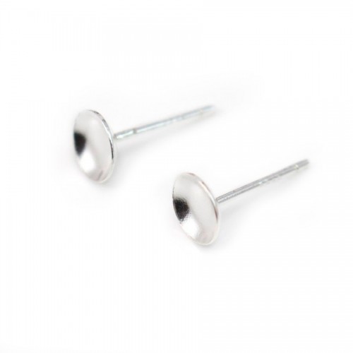 Clous D'oreilles avec coupelle lisse , Argent 925 ,6mm x  2pcs 