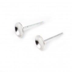 Clous D'oreilles avec coupelle lisse , Argent 925 ,6mm x  2pcs 