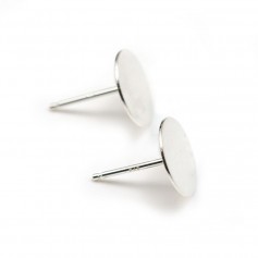 Clous d'oreilles en argent 925, à coller, pour cabochon rond mesurant 10mm x 2pcs
