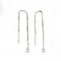 Chainettes d'oreilles anneaux carré 0.65x75mm argent 925 x 2pcs 