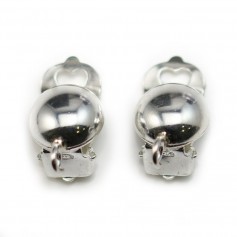 Clip Demi boule avec anneaux 4mm , Argent 925 ,16.5x10mm x  2pcs 