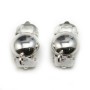 Clip Earrings half beads with ring 4mm, Sterling Silver 925 , 16.5x10mm  x 2pcs 