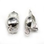 Clip Earrings half beads with ring 4mm, Sterling Silver 925 , 16.5x10mm  x 2pcs 