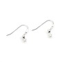 Argent 925 Crochet boucle D'oreilles avec une boule x 2pcs