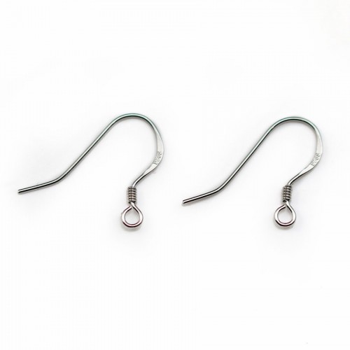 Crochets d'oreilles avec ressort, argent 925 rhodié 12 mm  x 2pcs
