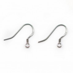 Crochets d'oreilles avec ressort, argent 925 rhodié 12 mm  x 2pcs