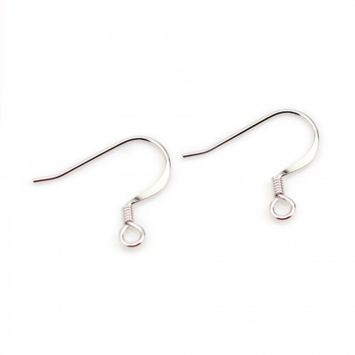 Rhodium 925 sterling silver spring earwires 15mm x 4pcs