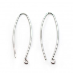 Argent 925 rhodie Crochet boucles d'oreilles 32mm x 2pcs