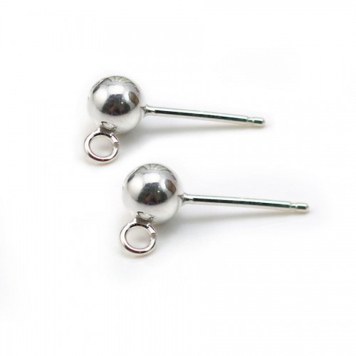 Clous d'oreilles boule 5mm argent 925 x 2pcs