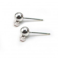 Clous d'oreilles boule 5mm argent 925 x 2pcs