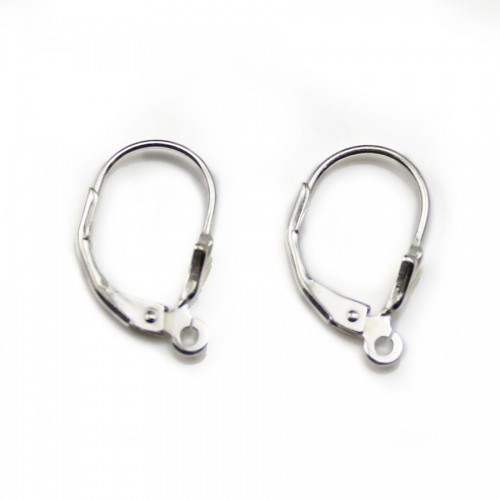 Leverbacks Lily flower, 925 Sterling Silver 17x9mm x 2pcs