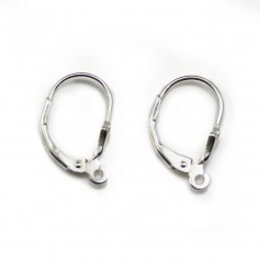 Dormeuse avec fleur de lys, Argent 925 17x19mm x 2pcs