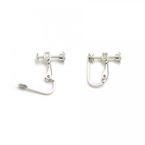 925 silver earrings clips with screw, for 4mm round cabochon x 2pcs