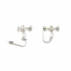 Clip d'oreilles à vis, en argent 925, avec une coupelle pour cabochon rond de 4mm x 2pcs