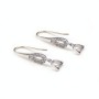 Argent  925 Rhodié Crochet boucle  D'oreille & Zirconium 32x9mm x 2pcs