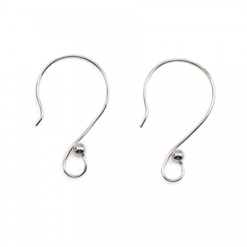 Sterling Silver 925 Rhodium Ear wires with ball like S x 2pcs