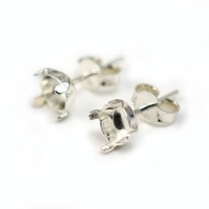 clous d'oreilles porte-cabochon argent 925  6.5mm x 2pcs