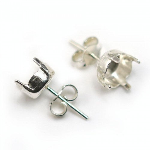 Clous d'oreilles porte-cabochon argent 925  8.5mm x 2pcs
