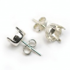 Clous d'oreilles porte-cabochon argent 925  8.5mm x 2pcs