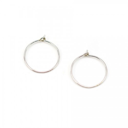 Créole ronde à décorer, en argent 925, de taille 15x0.7mm x 4pcs