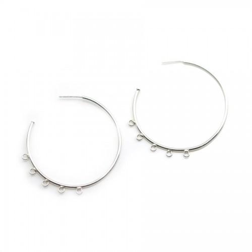 Round creole to decorate, in 925 silver, in size of 15 * 0.7mm x 4 pcs