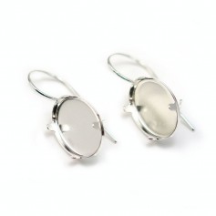 Dormeuse avec le cabochon serti , Argent 925 ,13x18mm x  2pcs 