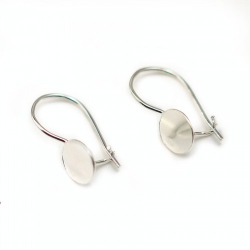 Earwires with disc, Sterling Silver 925 , 7.7x19mm  x 2pcs 