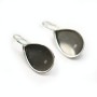 Crochets d'oreilles portes cabochon fond plat goutte , argent 925 ,13x18mm x  2pcs 