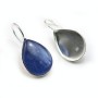 Crochets d'oreilles portes cabochon fond plat goutte , argent 925 ,13x18mm x  2pcs 