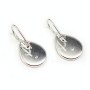 Crochets d'oreilles portes cabochon fond plat goutte , argent 925 ,13x18mm x  2pcs 