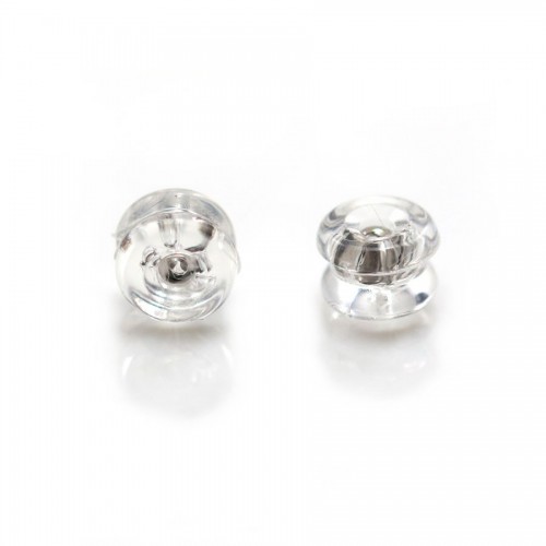 Poussoirs en argent 925 et silicone 6mm x 6pcs