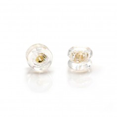 Poussoirs en argent 925 doré et silicone 6mm x 6pcs