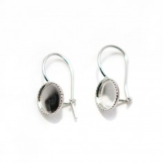 Crochet d'oreille en argent 925, porte cabochon 8mm x 2pcs