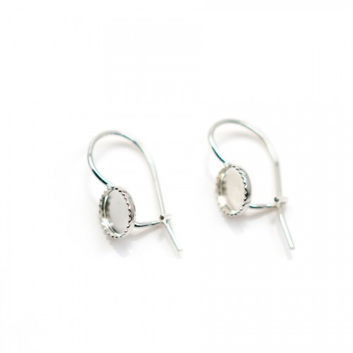 Crochet d'oreille en argent 925, porte cabochon 6mm x 2pcs
