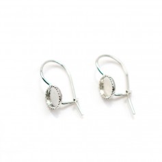 Crochet d'oreilles en argent 925, porte cabochon 6mm x 2pcs