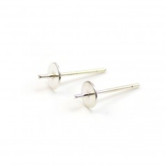 Clous d'oreilles rond plat en argent 925 4mm x 4pcs