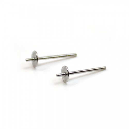 Clous d'oreilles rond plat en argent 925 rhodié 4mm x 4pcs
