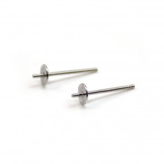 Clous d'oreilles rond plat en argent 925 rhodié 4mm x 4pcs