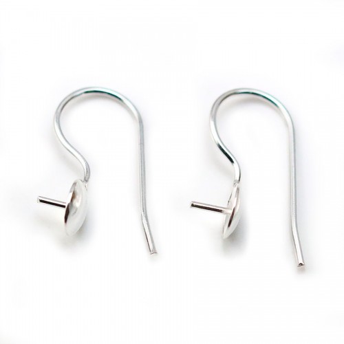 Crochets d'oreille en argent 925, avec coupelle, 21 * 9mm  x 2pcs