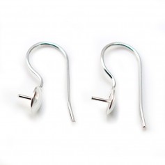 Crochets d'oreilles en argent 925, avec coupelle, 21 * 9mm  x 2pcs