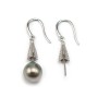 Crochet d'oreilles & attache pendentif pour perles semi-percées ,argent 925 rhodié x 2pcs