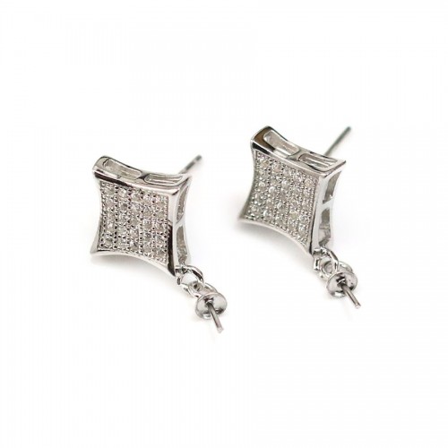 Argent 925  Rhodié Clou d'oreilles x 4 pcs 