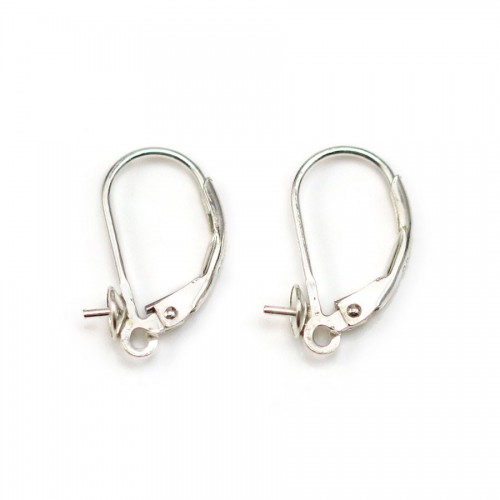 Dormeuses pour perle demi-percée, Argent 925  8mm  x 2pcs