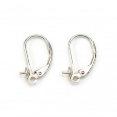 Dormeuses pour perle demi-percée, Argent 925  8mm  x 2pcs