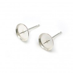 Clous d'oreilles+ support pour coller des Perles Argent  925  9mm x 2pcs