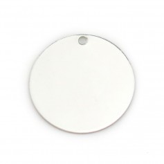Argent 925 Breloque médaille à graver 1 côté 18mm x 1pc