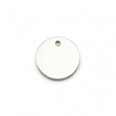 Argent 925 Breloque médaille à graver 1 côté 10mm x 2pcs
