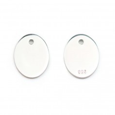 Breloque médaille ovale à graver en argent 925 11x14mm x 1pc