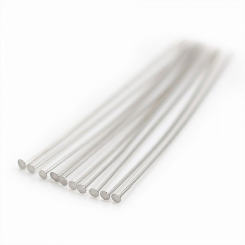 Rhodium 925 silver flat head pin 1.5x0.5x40mm x 10pcs